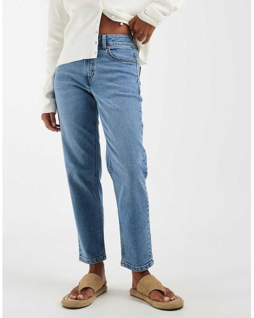 ASOS Blue Asos Design Petite Slim Fit Mom Jeans