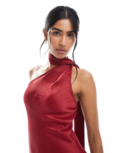 Maids To Measure Red Bridesmaid Multiway Scarf Neck Maxi Dress