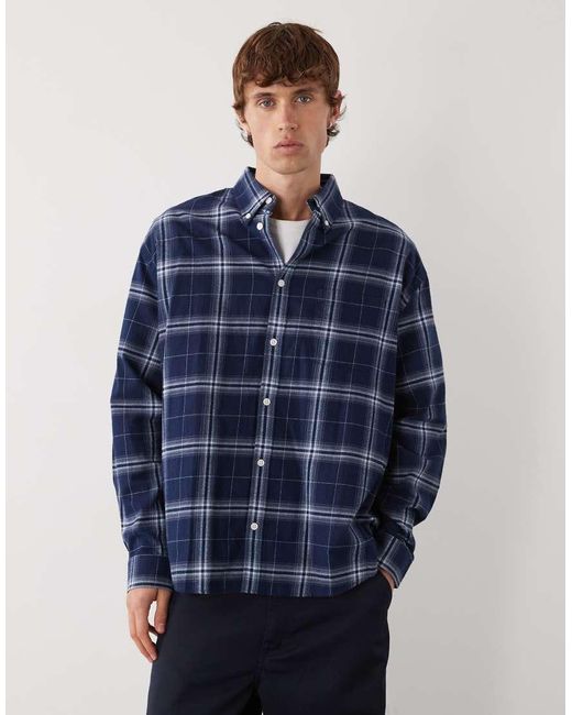 Weekday Blue Long Sleeve Flannel Shirt for men