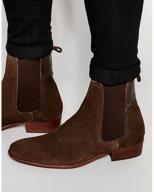 H by hudson Watts Suede Chelsea Boots in Brown for Men | Lyst