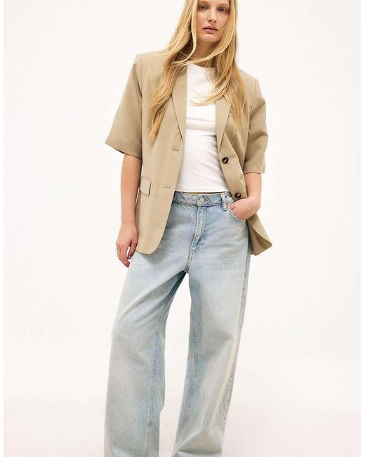 NA-KD Natural Short Sleeve Blazer