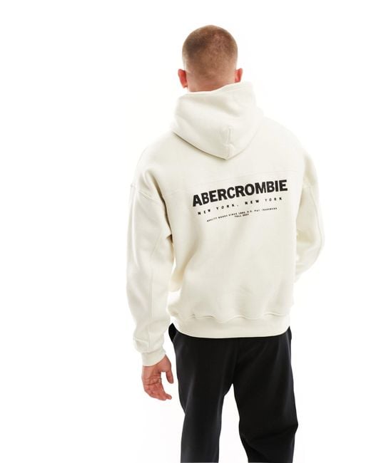 Abercrombie & Fitch Natural Front And Back Logo Oversized Hoodie for men