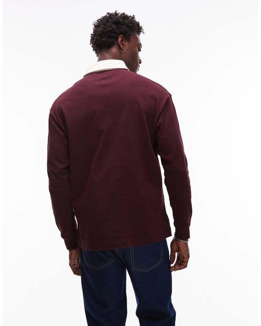 Tommy Hilfiger Purple Crest Logo Long Sleeve Rugby Polo Shirt for men