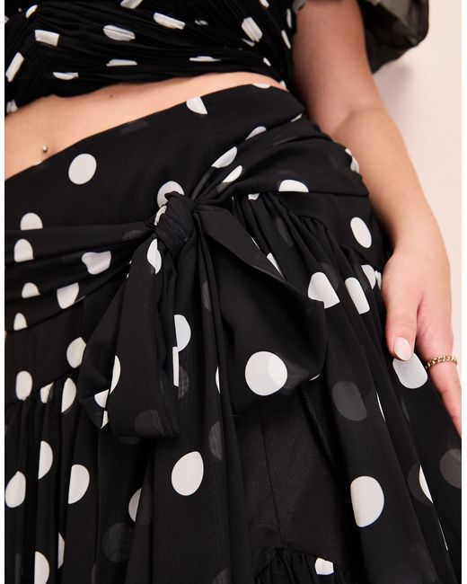 ASOS Black Curve Co-ord Tiered Ruffle Polka Dot Organza Maxi Skirt
