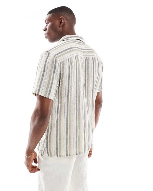 Only & Sons White Textured Revere Collar Shirt for men