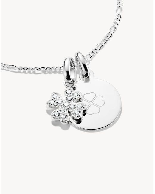 Thomas Sabo White Charm Pendant Lucky Clover With Stones Connect