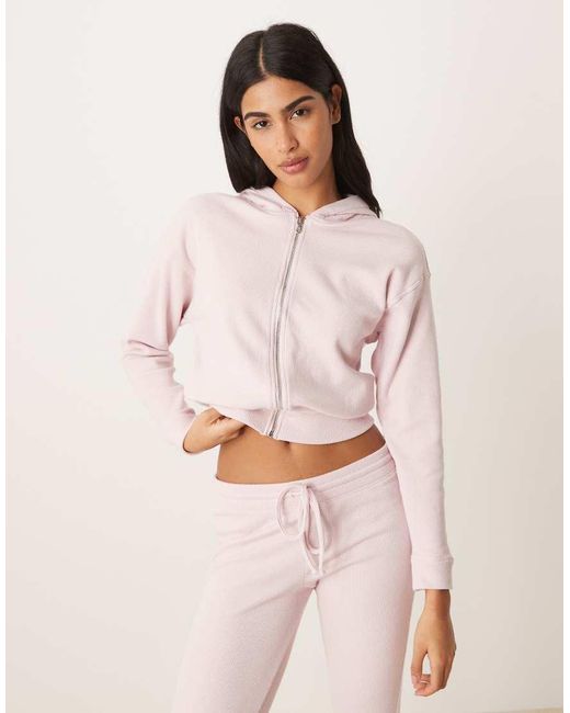 Hollister Pink Gilly Hicks Full Zip Waffle Hoodie Co-Ord
