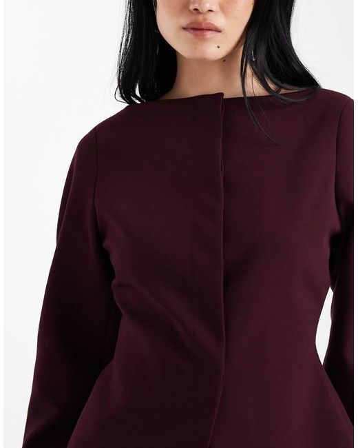 ASOS Red Slash Neck Cocoon Blazer