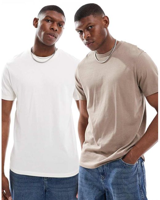 Pack De 2 Camisetas De Básicas Con Cuello Redondo De ASOS de hombre de color Multicolor
