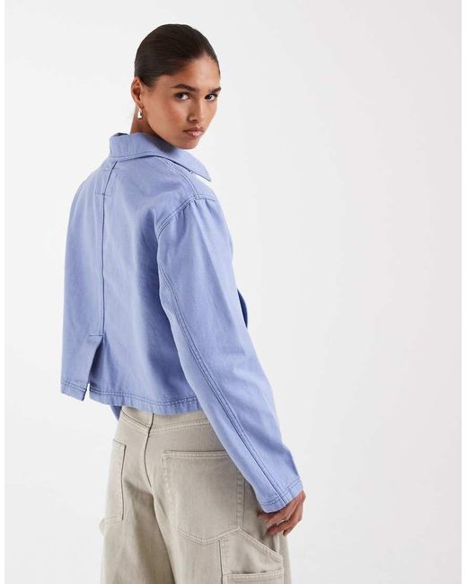ASOS Blue Short Cotton Harrington Jacket