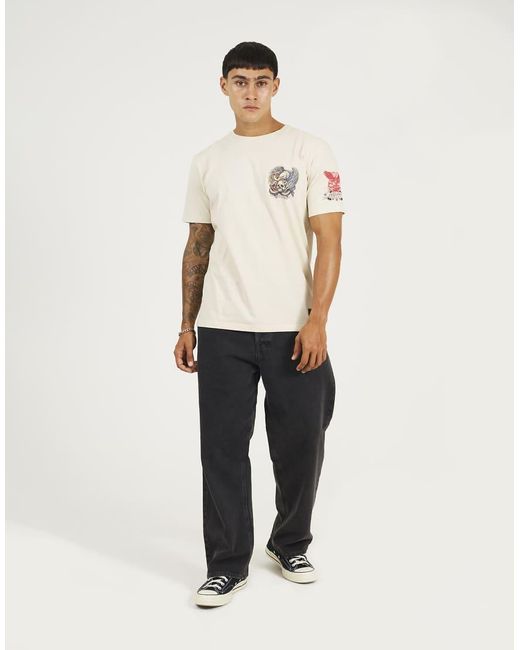 Brave Soul White Cotton Crew Neck Graphic T-Shirt for men