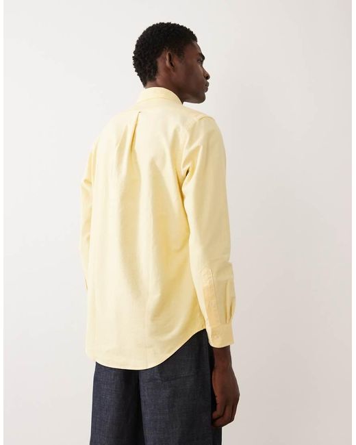 Polo Ralph Lauren Natural Icon Logo Custom Fit Cotton Oxford Long Sleeve Shirt for men