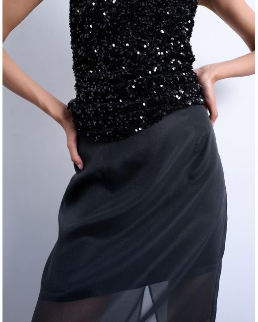 Jupe longue d'ensemble en organza transparent TOPSHOP en coloris Blue