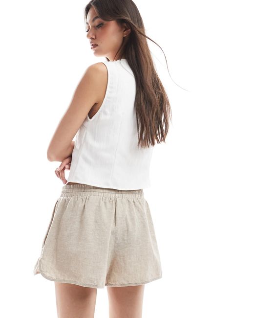 Exclusivité asos - - short en lin - beige Monki en coloris White