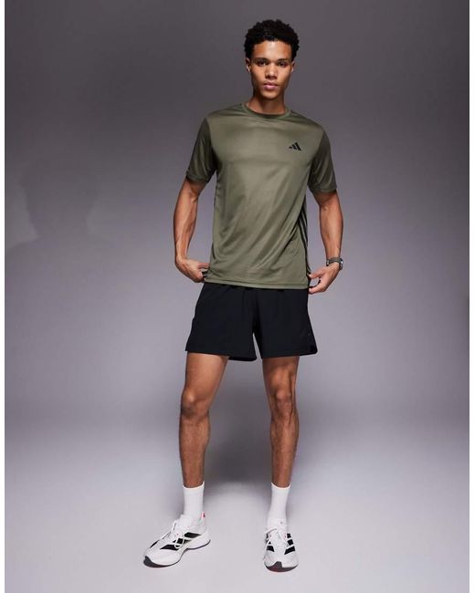 Adidas Originals Gray Adidas Training Essentials T-Shirt With Three Stripes for men