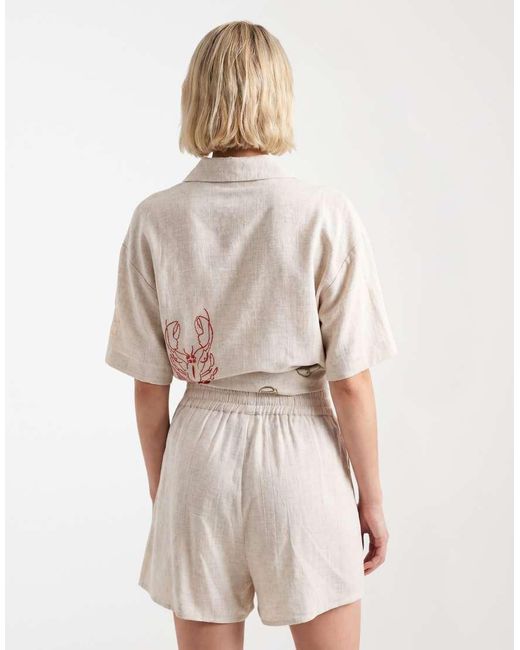 ASOS White Embroidered Linen Look Shorts