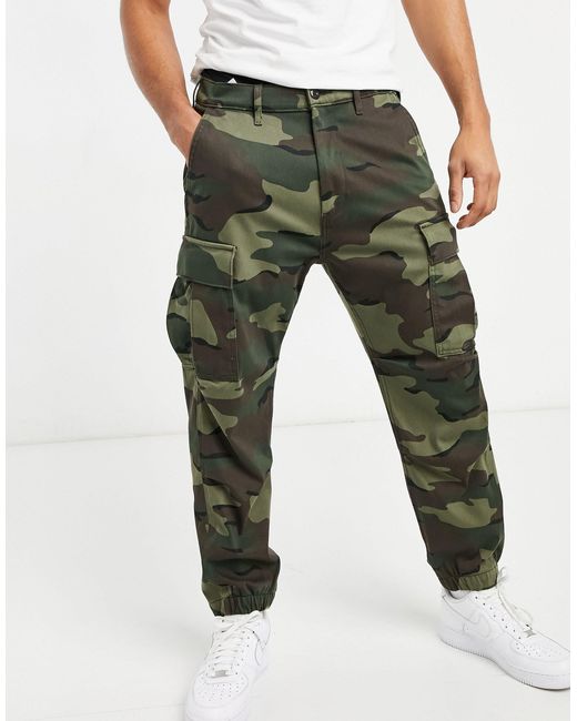 Levi's Denim Tapered Wave Camo Cargo Trousers in Green for Men - Lyst