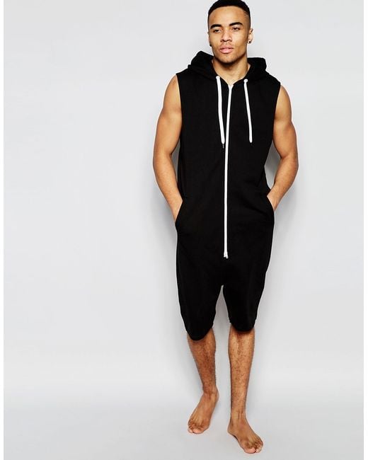 ASOS Loungewear Sleeveless Onesie In Black for men