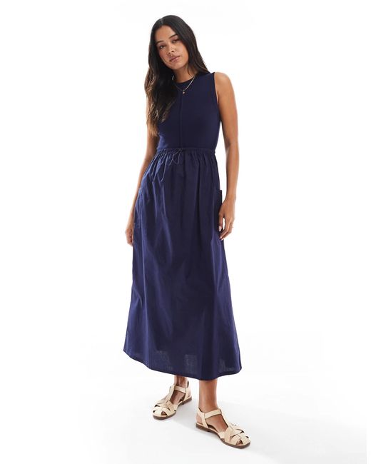 Threadbare Blue – hochgeschlossenes maxikleid