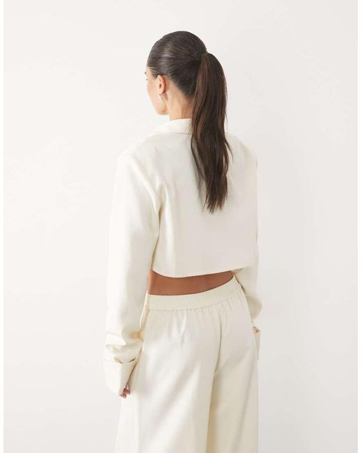 Missy Empire White Collared Cropped Shirt Co-Ord