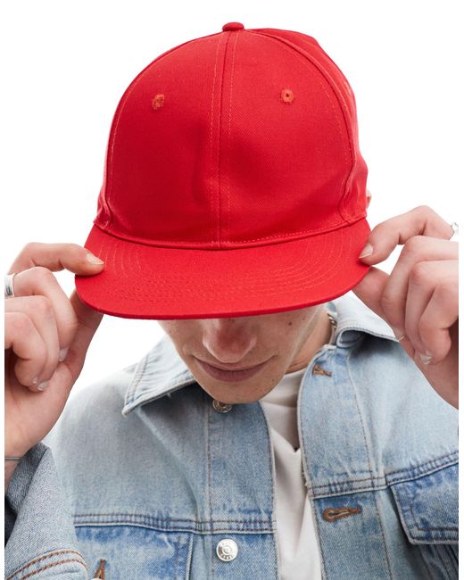 ASOS Red Fitted Cap With Y2k Embroidery for men