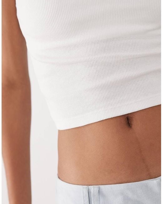 Brave Soul White Ribbed Crop Vest Top