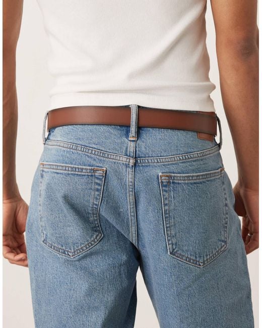 Mango – gürtel aus leder in Blue für Herren