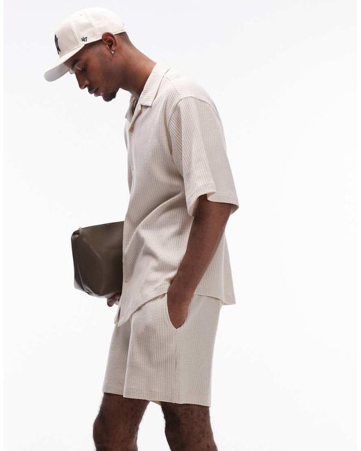 Topman White Oversized Fit Waffle Short for men