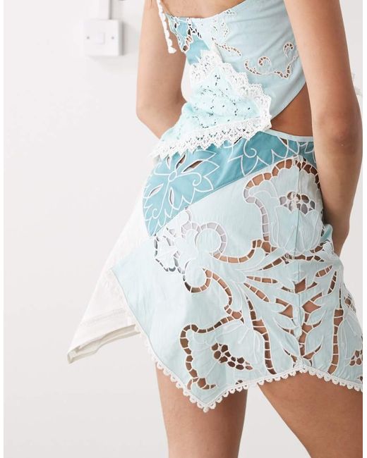 Collusion Blue Iconic Mixed Crochet Halter Skirt