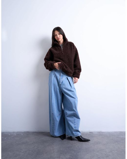 TOPSHOP Black – teddyfell-oberteil