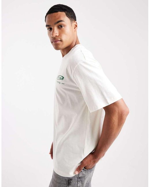 Camiseta Color Crema Extragrande Con Estampado De Bonsái De -Blanco Jack & Jones de hombre de color White