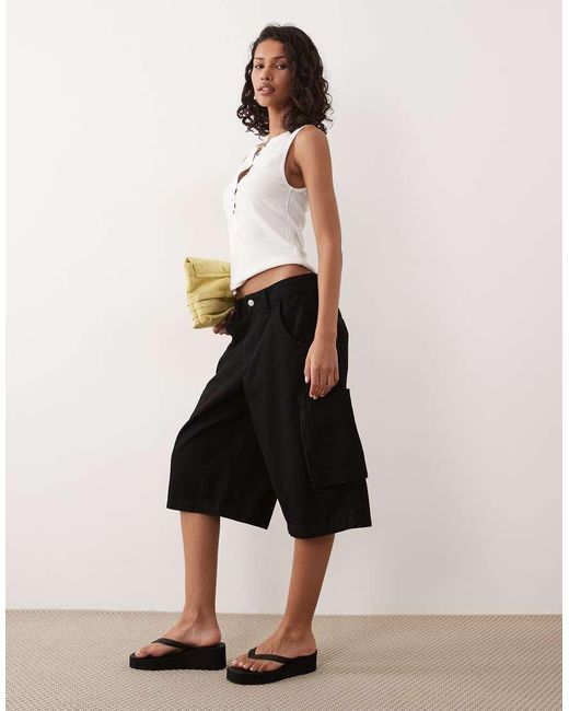ASOS Black Bermuda Longer Cargo Short