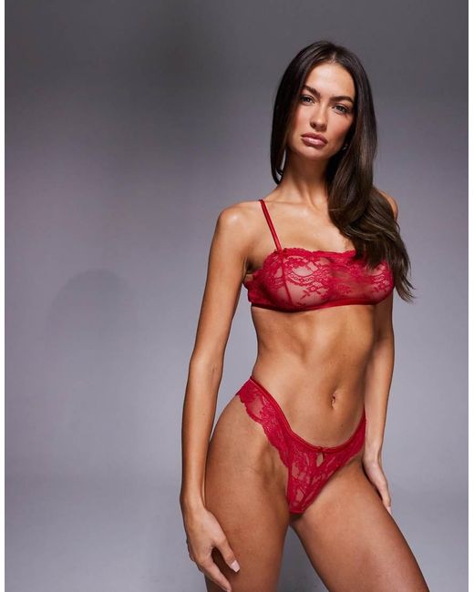 ASOS Red Lola Lace Crop With Satin Binding