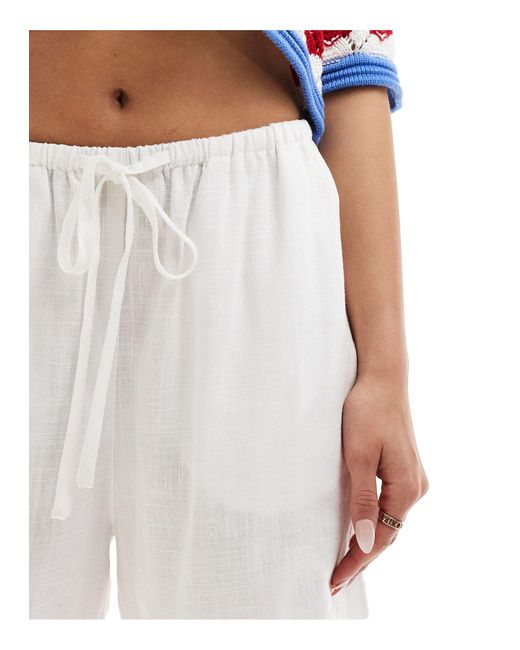 ASOS White Pull On Shorts With Linen