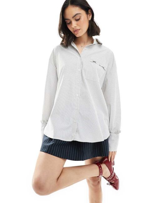 ASOS Oversized Overhemd Met Ruches En Zak in het White