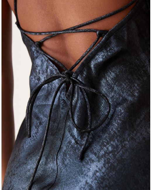 Miss Selfridge Natural Metallic Strappy Maxi Dress