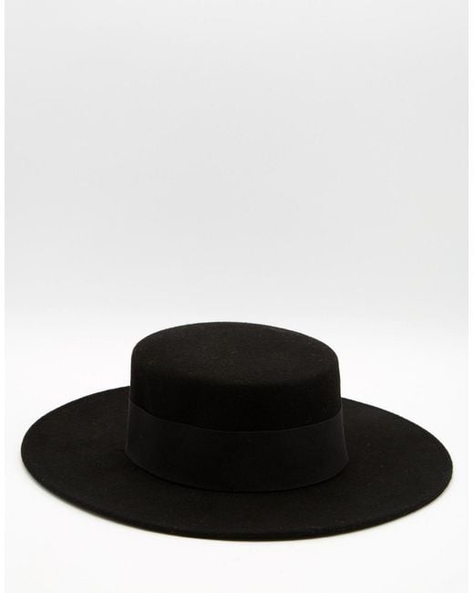 Catarzi Flat Top Wide Brim Hat in Black for Men