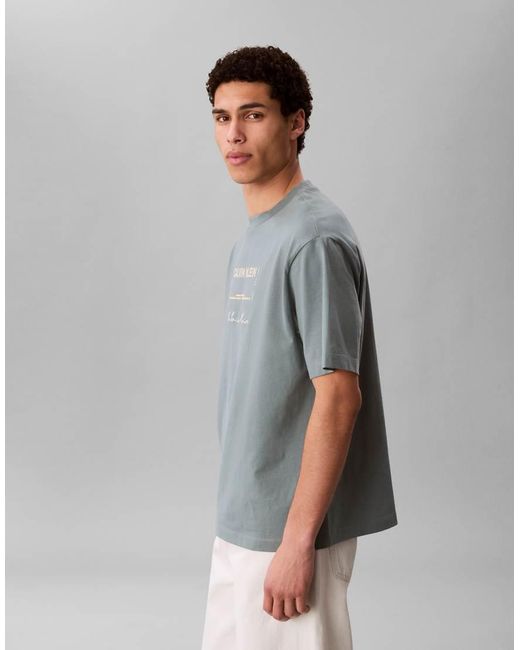 Calvin Klein Gray Relaxed Fit Graphic T-Shirt for men