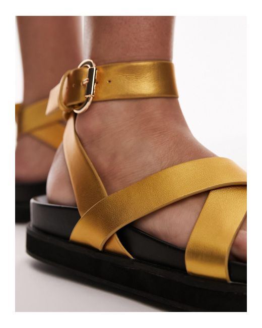 Sandalias doradas con diseño TOPSHOP de color Metallic