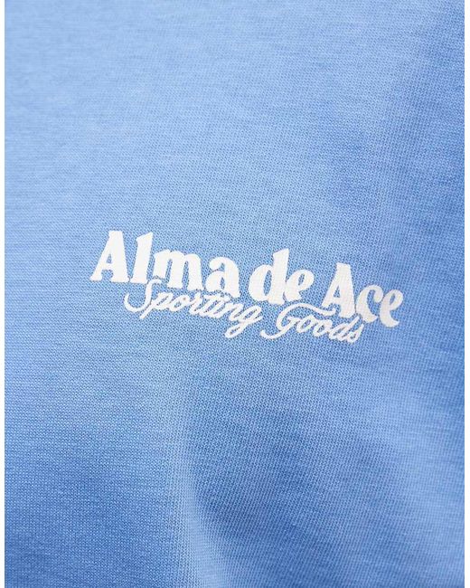 Alma de Ace Blue Sporting Goods Back Print Logo T-Shirt for men