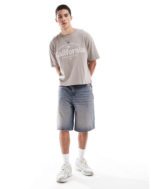 ASOS Gray Boxy Oversized T-Shirt With City Graphic for men