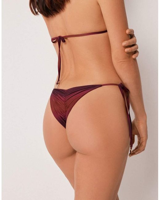 Calzedonia Red Tie Brazilian Bikini Bottoms Soft Shades