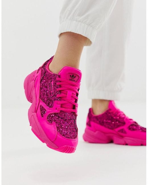 adidas Originals Premium Pink Glitter Falcon Sneakers | Lyst Australia