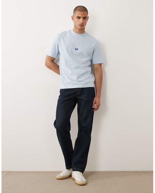 HUGO Blue Hugo Cotton With Back Logo Print T-shirt for men