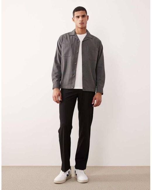 ASOS Gray Boxy Relaxed Revere Shirt for men
