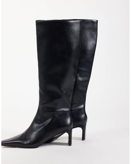ASOS Black Cedrick Chisel Toe Heeled Knee Boots