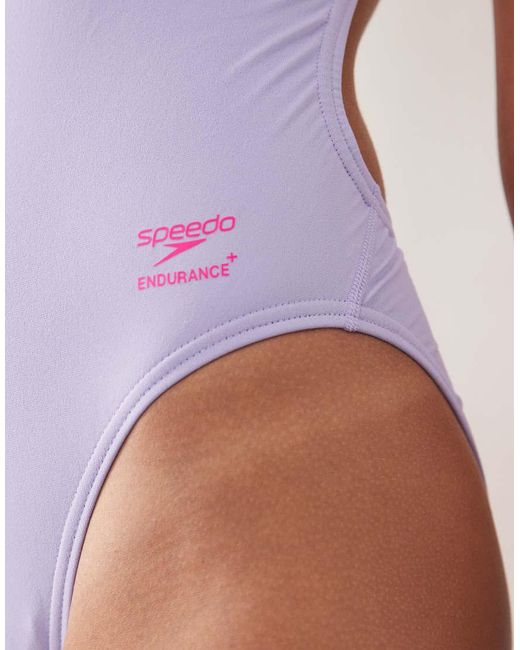 Speedo Purple Solid V-Back 2.0 Swimsuit