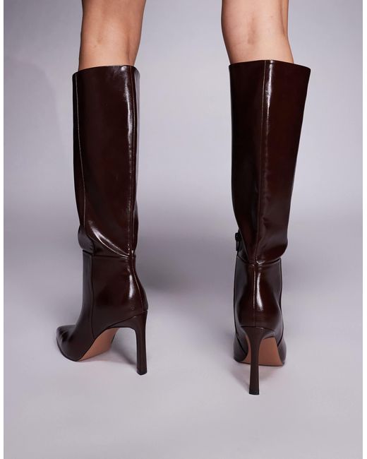 ASOS Brown Charmed Heeled Knee Boots