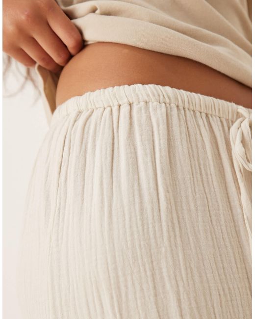 Mango Natural Cheesecloth Pull On Pyjama Trouser