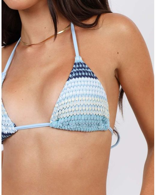 SIMMI White Bleu Textured Triangle Bikini Top